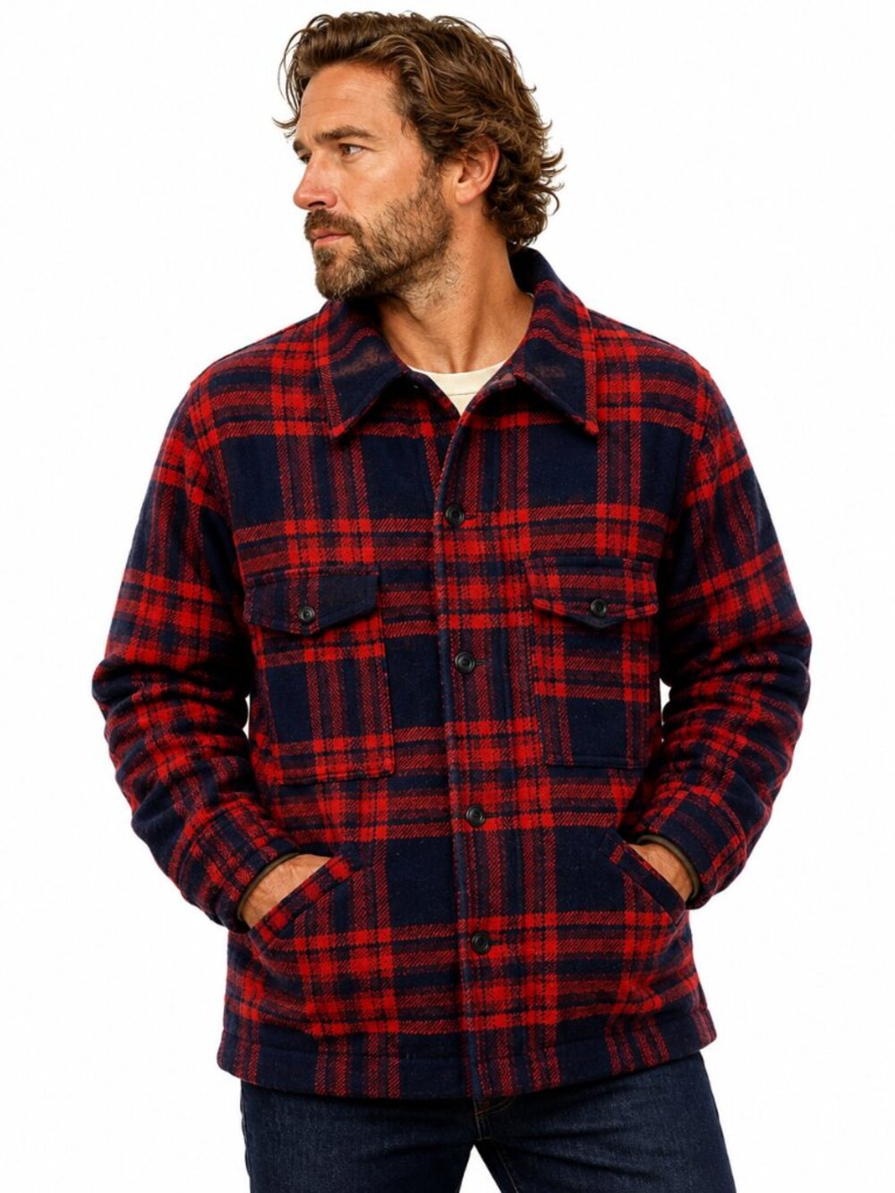 Vintage 60s Pendleton Virgin Wool Field Shirt Trail Jacket M Red Plaid Shacket